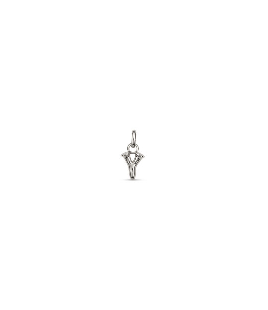 Small Y initial charm, Silver, large